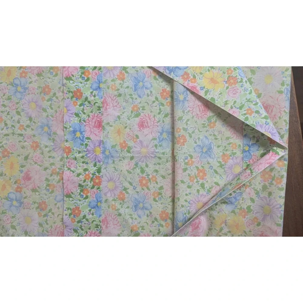 Burlington Vintage Floral Pillowcase Pastel Pink Blue Yellow Standard Percale